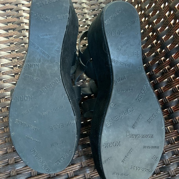 Kork-Ease * Gladiator Black Leather Platform Wedge Sandals - Picture 5 of 8